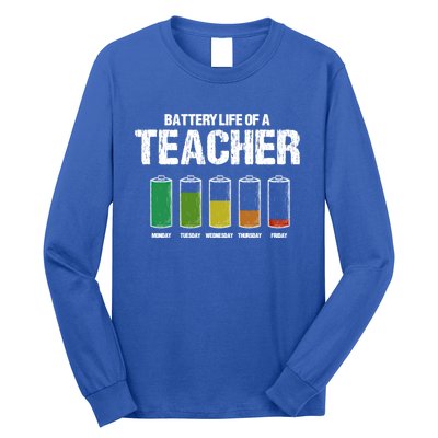 Battery Life Of A Teacher Pun Teaching Joke Teach Coworker Gift Long Sleeve Shirt