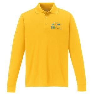 Battery Life Of A Teacher Funny Gift Performance Long Sleeve Polo