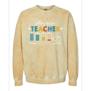 Battery Life Of A Teacher Funny Gift Colorblast Crewneck Sweatshirt