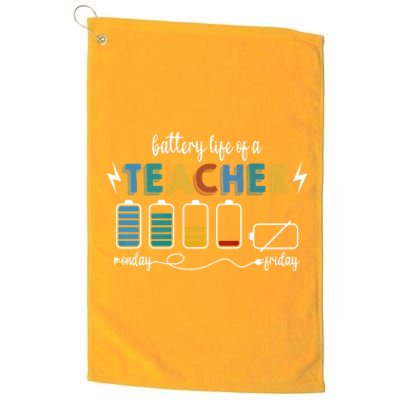 Battery Life Of A Teacher Funny Gift Platinum Collection Golf Towel