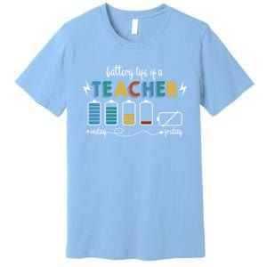 Battery Life Of A Teacher Funny Gift Premium T-Shirt