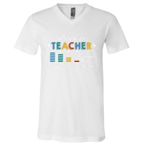 Battery Life Of A Teacher Funny Gift V-Neck T-Shirt