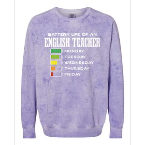 Battery Life Of An English Teacher Employee Funny Cute Gift Colorblast Crewneck Sweatshirt