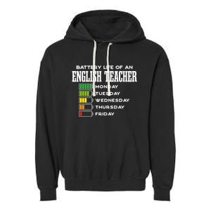 Battery Life Of An English Teacher Employee Funny Cute Gift Garment-Dyed Fleece Hoodie