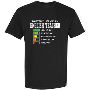 Battery Life Of An English Teacher Employee Funny Cute Gift Garment-Dyed Heavyweight T-Shirt