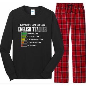 Battery Life Of An English Teacher Employee Funny Cute Gift Long Sleeve Pajama Set