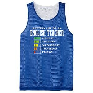 Battery Life Of An English Teacher Employee Funny Cute Gift Mesh Reversible Basketball Jersey Tank