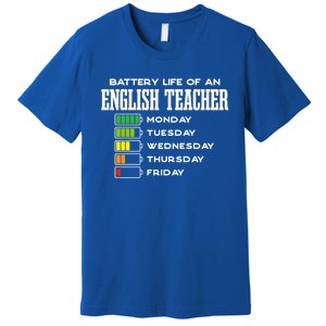 Battery Life Of An English Teacher Employee Funny Cute Gift Premium T-Shirt