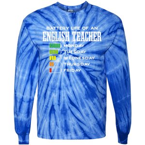 Battery Life Of An English Teacher Employee Funny Cute Gift Tie-Dye Long Sleeve Shirt