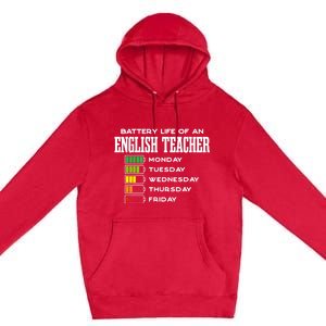 Battery Life Of An English Teacher Employee Funny Cute Gift Premium Pullover Hoodie