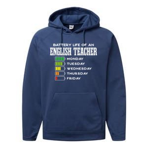 Battery Life Of An English Teacher Employee Funny Cute Gift Performance Fleece Hoodie