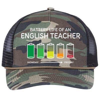 Battery Life Of An English Teacher Friends Funny Gift Retro Rope Trucker Hat Cap