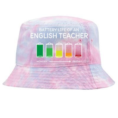 Battery Life Of An English Teacher Friends Funny Gift Tie-Dyed Bucket Hat