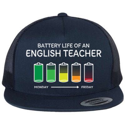 Battery Life Of An English Teacher Friends Funny Gift Flat Bill Trucker Hat