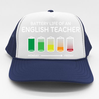 Battery Life Of An English Teacher Friends Funny Gift Trucker Hat