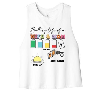 Battery Life Of A Wife & Mom Women's Racerback Cropped Tank