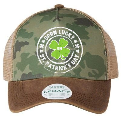 Born Lucky On St Patricks Day Birthday Bday   s Legacy Tie Dye Trucker Hat