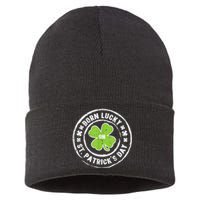 Born Lucky On St Patricks Day Birthday Bday   s Sustainable Knit Beanie