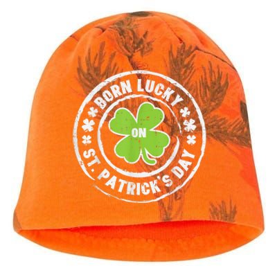 Born Lucky On St Patricks Day Birthday Bday   s Kati - Camo Knit Beanie