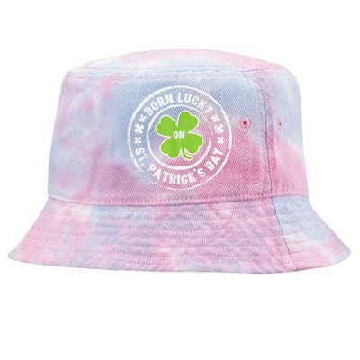 Born Lucky On St Patricks Day Birthday Bday   s Tie-Dyed Bucket Hat