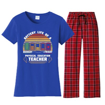 Battery Life Of Physical Education Pe Teacher Funny Great Gift Women's Flannel Pajama Set