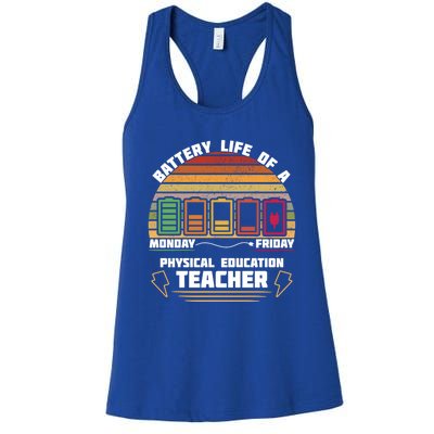 Battery Life Of Physical Education Pe Teacher Funny Great Gift Women's Racerback Tank