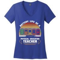 Battery Life Of Physical Education Pe Teacher Funny Great Gift Women's V-Neck T-Shirt