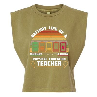 Battery Life Of Physical Education Pe Teacher Funny Great Gift Garment-Dyed Women's Muscle Tee