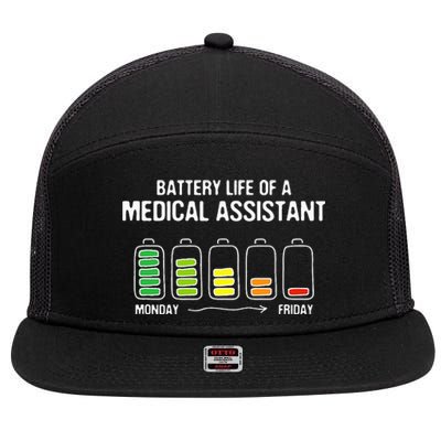 Battery Life of a Medical Assistant Funny CMA Joke 7 Panel Mesh Trucker Snapback Hat