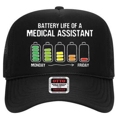 Battery Life of a Medical Assistant Funny CMA Joke High Crown Mesh Back Trucker Hat