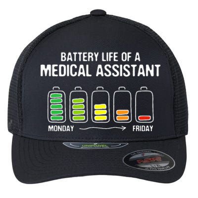 Battery Life of a Medical Assistant Funny CMA Joke Flexfit Unipanel Trucker Cap