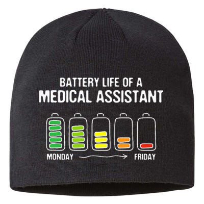 Battery Life of a Medical Assistant Funny CMA Joke Sustainable Beanie