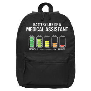 Battery Life of a Medical Assistant Funny CMA Joke 16 in Basic Backpack