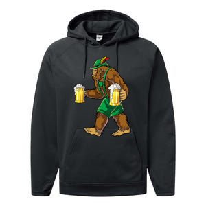 Bigfoot Lederhosen Oktoberfest Prost Beer Mug Performance Fleece Hoodie