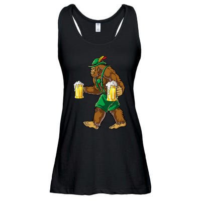 Bigfoot Lederhosen Oktoberfest Prost Beer Mug Ladies Essential Flowy Tank