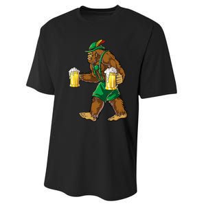 Bigfoot Lederhosen Oktoberfest Prost Beer Mug Performance Sprint T-Shirt