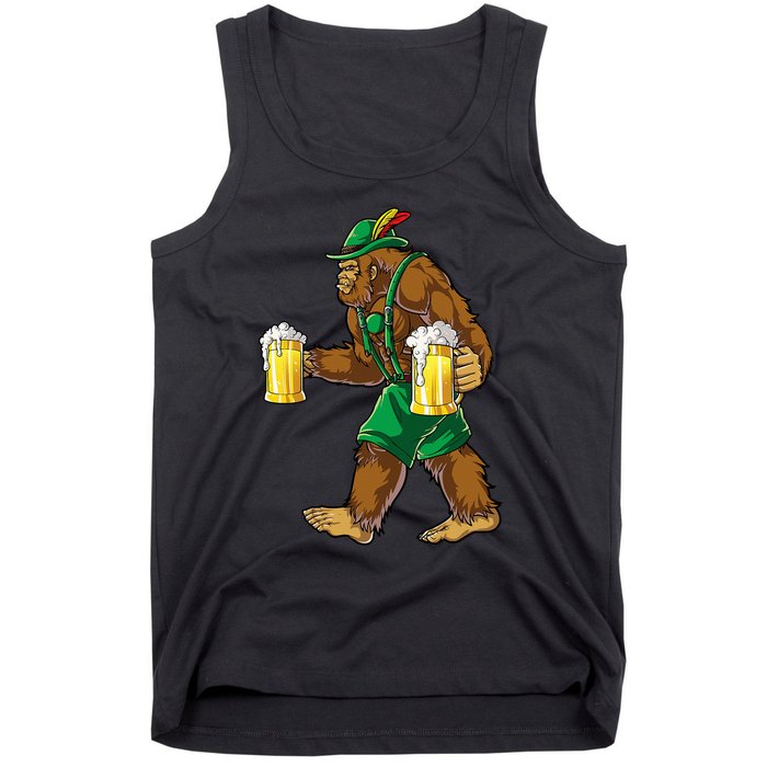 Bigfoot Lederhosen Oktoberfest Prost Beer Mug Tank Top