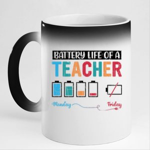 Battery Life Of Teacher Funny School Teaching Teach Graphic Gift 11oz Black Color Changing Mug