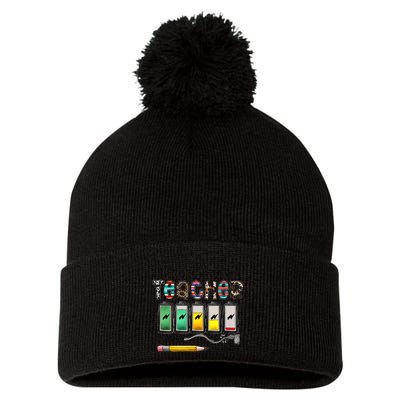 Battery Life Of A Teacher Monday To Friday Funny Teacher Life Back To School Pom Pom 12in Knit Beanie