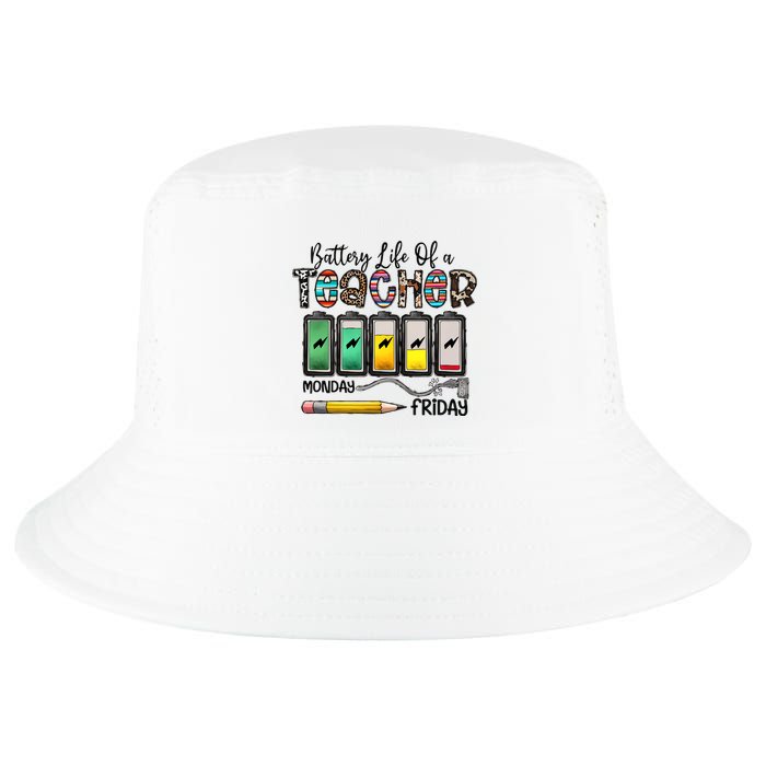 Battery Life Of A Teacher Monday To Friday Funny Teacher Life Back To School Cool Comfort Performance Bucket Hat