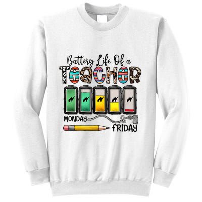 Battery Life Of A Teacher Monday To Friday Funny Teacher Life Back To School Sweatshirt