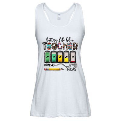 Battery Life Of A Teacher Monday To Friday Funny Teacher Life Back To School Ladies Essential Flowy Tank