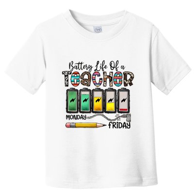 Battery Life Of A Teacher Monday To Friday Funny Teacher Life Back To School Toddler T-Shirt