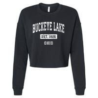 Buckeye Lake Ohio Oh Vintage Sports Established Cropped Pullover Crew