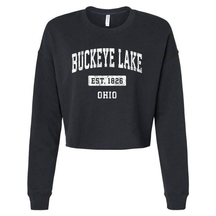 Buckeye Lake Ohio Oh Vintage Sports Established Cropped Pullover Crew