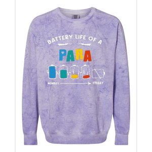 Battery Life Of a Paraprofessional Funny Para Para Teacher Colorblast Crewneck Sweatshirt