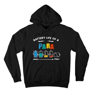 Battery Life Of a Paraprofessional Funny Para Para Teacher Hoodie