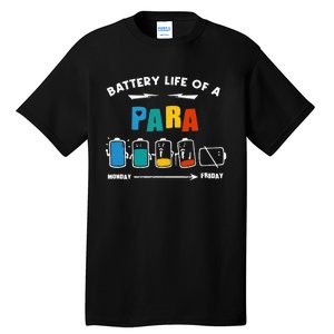 Battery Life Of a Paraprofessional Funny Para Para Teacher Tall T-Shirt