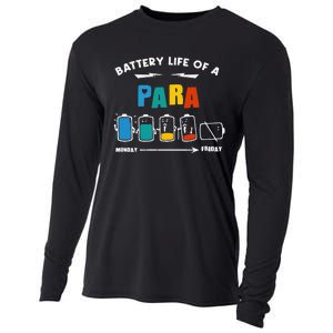 Battery Life Of a Paraprofessional Funny Para Para Teacher Cooling Performance Long Sleeve Crew