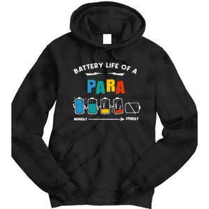 Battery Life Of a Paraprofessional Funny Para Para Teacher Tie Dye Hoodie